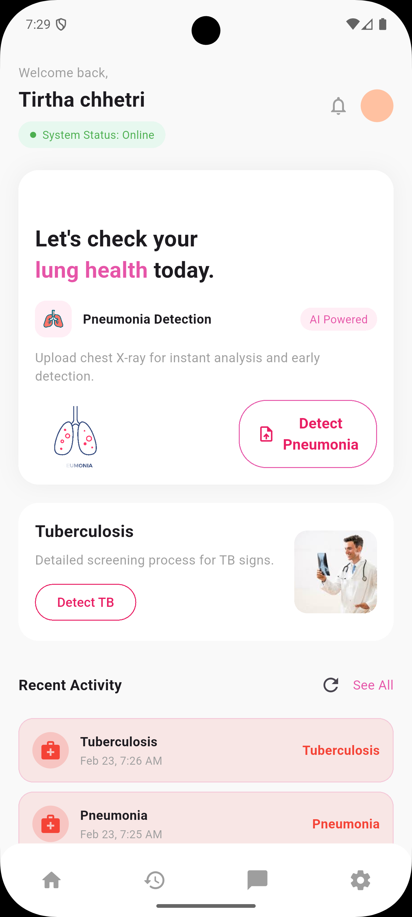 Lung disease detection screenshot 1